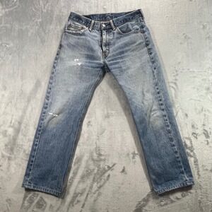 LEVI'S 505 Regular Fit Jeans Mens 32x30 Blue Distressed Straight Leg Denim